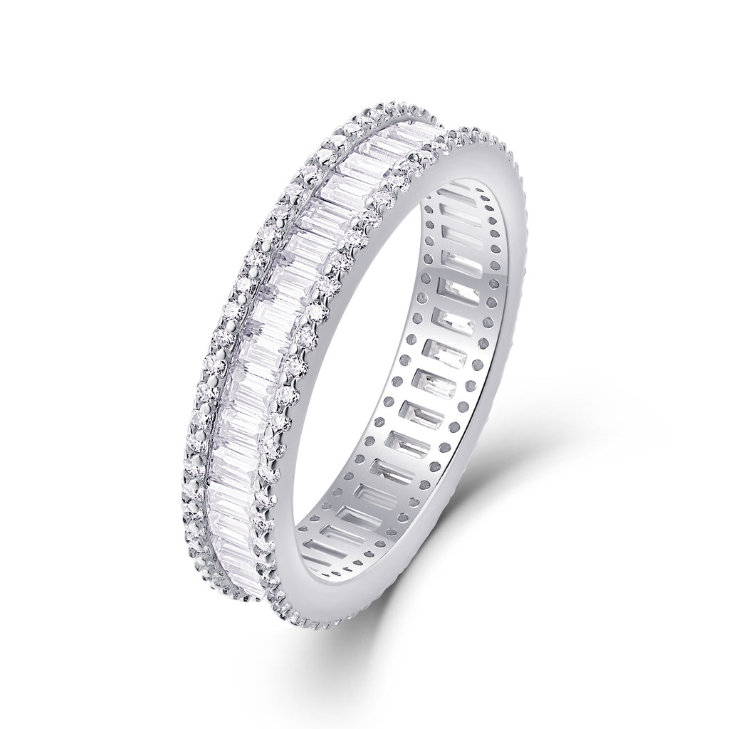 Studded With Stars - A Wedding Ring Set With Top-quality Moissanite S925 Silver And Platinum-plated Diamond. The Ring Can Be Inspected With A Diamond Pen