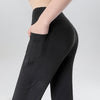 Ladies Mid Waist Abdominal-shaping Slimming Cropped Pants Casual Pocket Bootcut Trousers