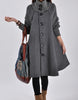 Women's Long-length Loose Woolen Coat, Cloak-style Tweed Overcoat