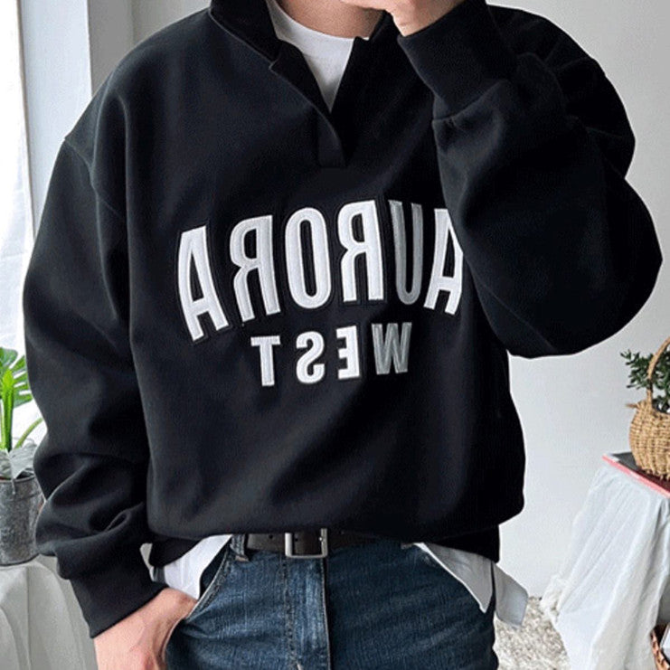 Men's Spring Lapel Hoodie Korean-style Loose-fit