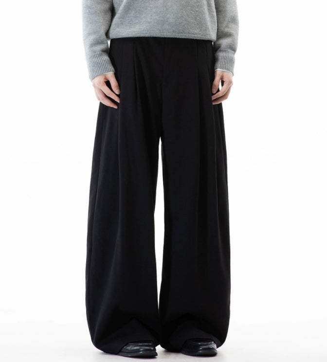 Loose Straight Leg Pleated Pants For Fall And Winter