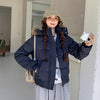 Korean Sweet Big Fur Collar Hooded Cotton Coat Jacket