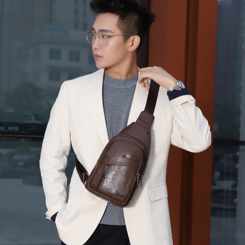 Men's Multi-layer Large Capacity Waterproof Pu Crossbody Shoulder Bag