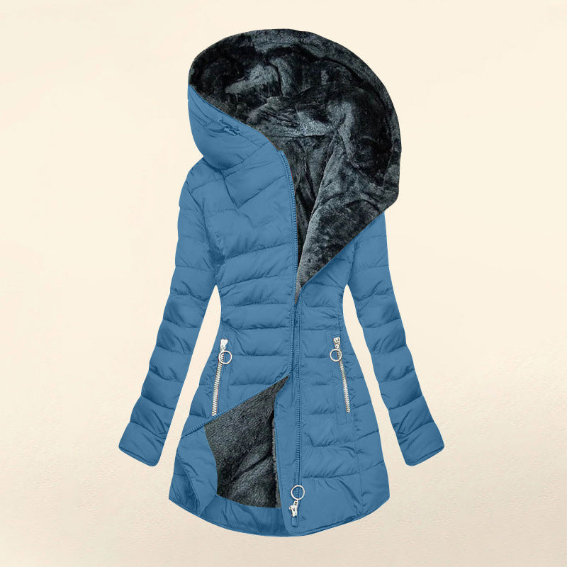 Fashion Long-sleeve Zipper Cotton-padded Coat Women