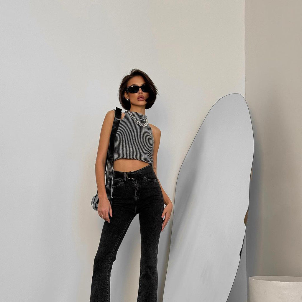 Round Neck Pullover Thread Design Vest For Women