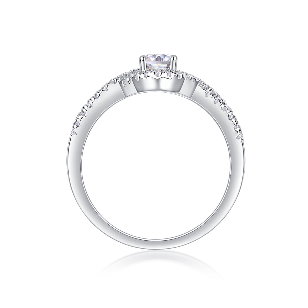 Alice In Wonderland - A Wedding Ring Set With Top-quality Moissanite S925 Silver And Platinum-plated Diamond. The Ring Can Be Inspected With A Diamond Pen