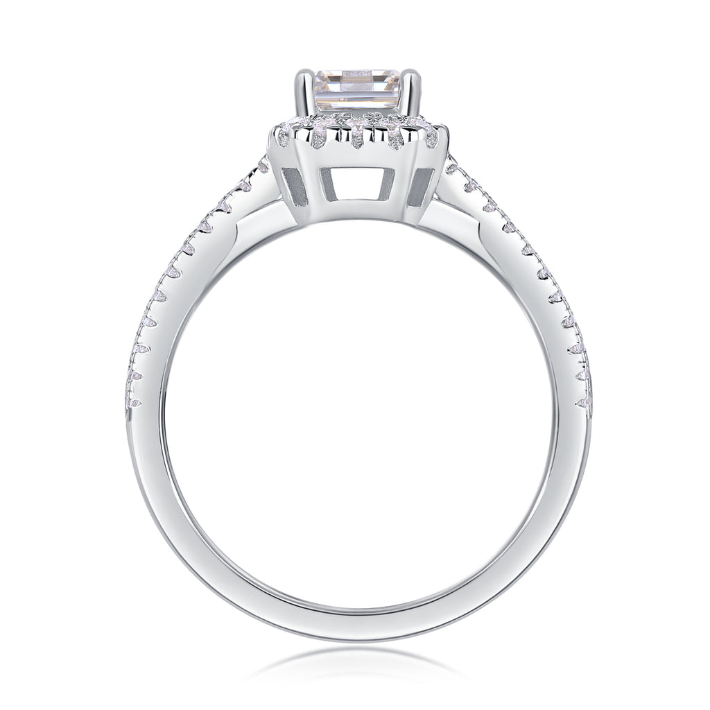 Daytime Dream - A Wedding Ring Set With Top-quality Moissanite S925 Silver And Platinum-plated Diamond. The Ring Can Be Inspected With A Diamond Pen