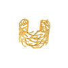 Wide Stainless Steel Adjustable Exaggerated High-grade Golden Open-End Flower Leaf Bracelet