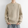 Chunky-knit Crew-neck Warm And Loose-fitting Sweater