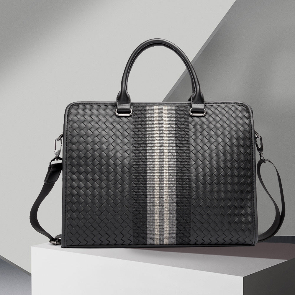 حقيبة كتف رجالية أنيقة وعملية، مصنوعة من قماش منسوج مخيط، مناسبة للعمل أو المناسبات غير الرسمية، حقيبة كمبيوتر كروسبودي