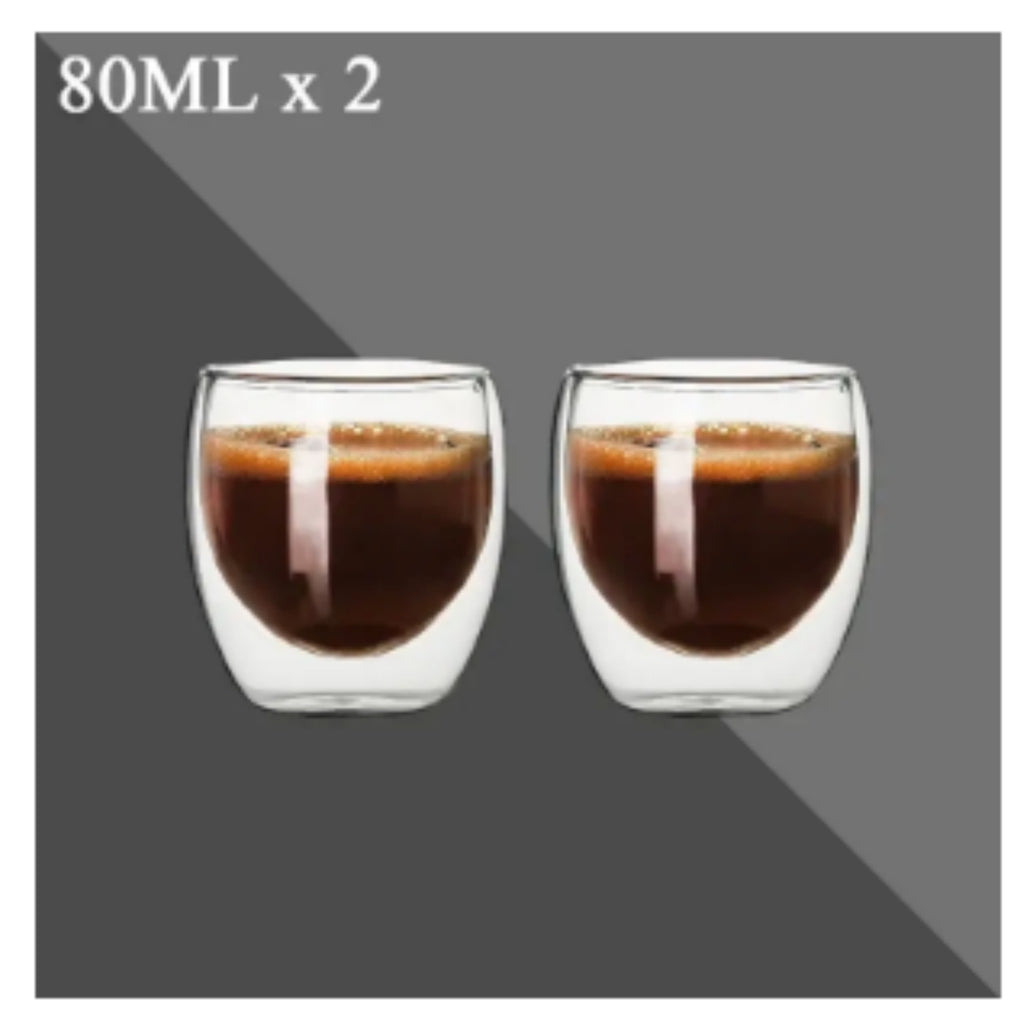 New 6Pcs Double  shot Glass double Wall Espresso