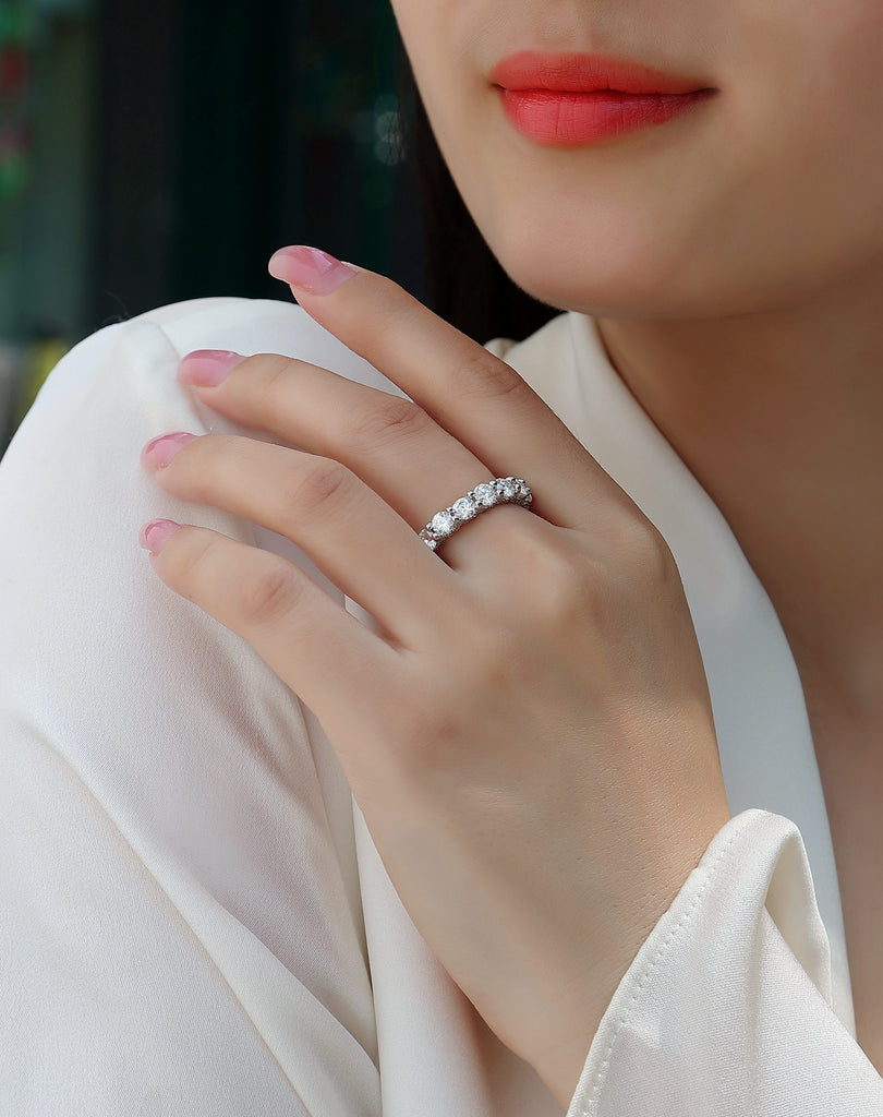 Ferris Wheel - Set With Top-quality Moissanite S925 Silver And Platinum-plated Diamond Wedding Ring. The Ring Can Be Inspected With A Diamond Pen