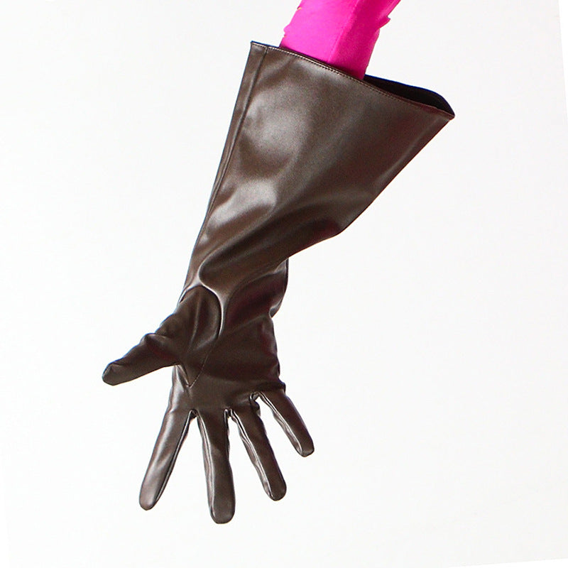 Women's Fashion PU Matte Long Leather Gloves