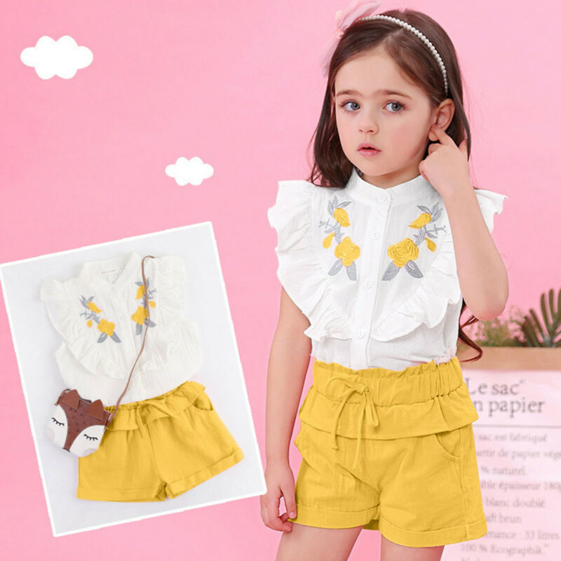 Children's Summer Clothing Sleeveless Single-breasted Embroidered Collar Suit
