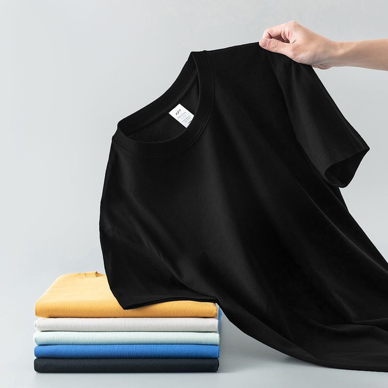 Summer Solid Color Coat Round Neck Bottoming Shirt Half-sleeve Pure Cotton T-shirt Men And Women Short Sleeve