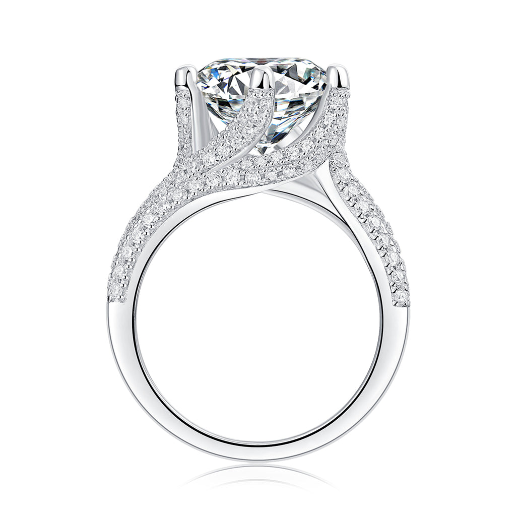 Eternal Vow - A Wedding Ring Set With 5-carat Top-quality Moissanite S925 Silver And Platinum-plated Diamond. The Ring Can Be Inspected With A Diamond Pen