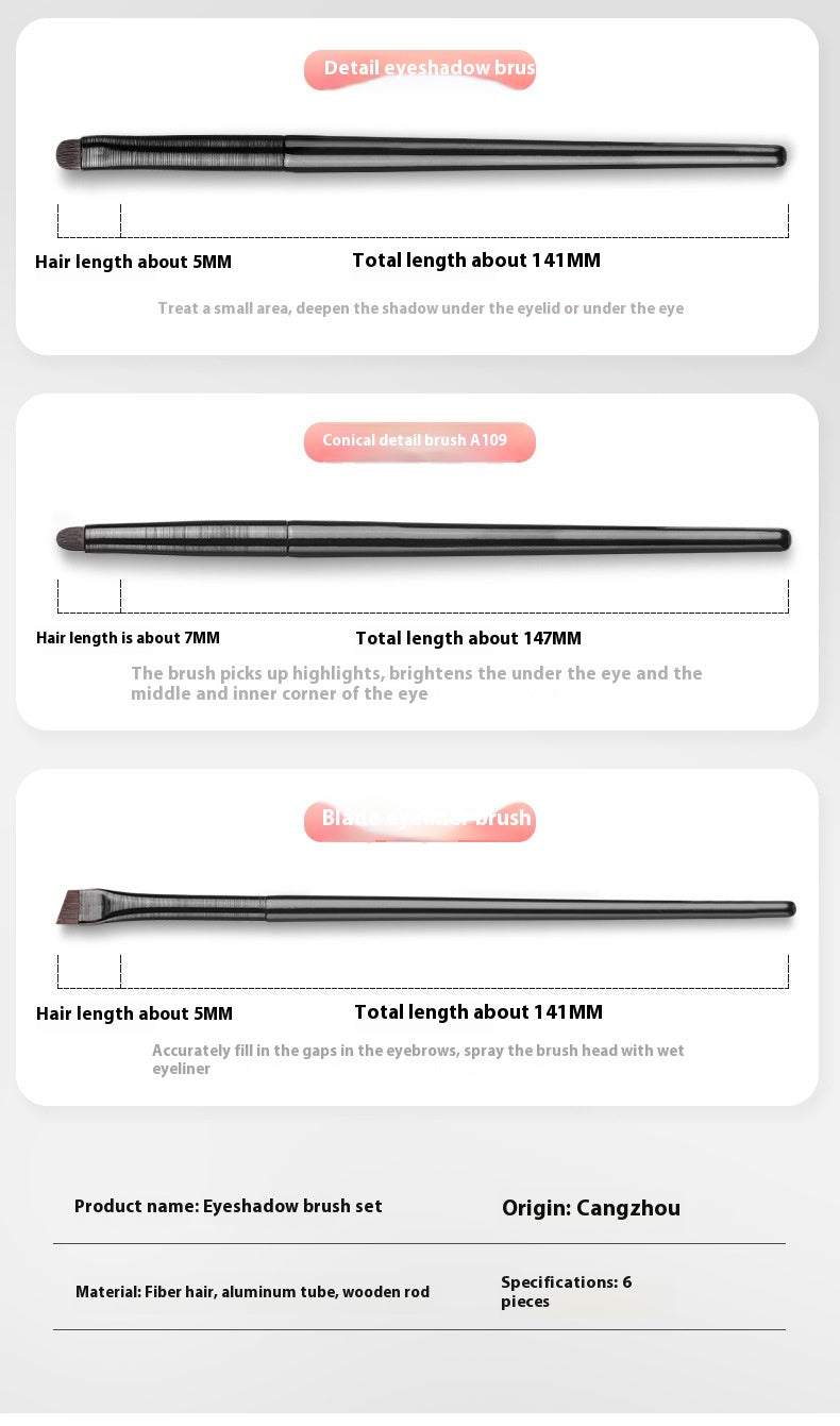 Eye Shadow Brush 6-piece Set Makeup Tools Beginner