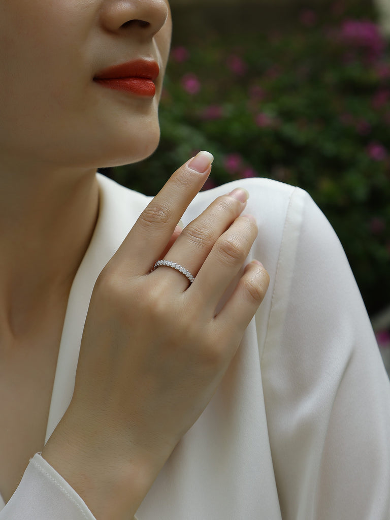 Wish - A Wedding Ring Set With Top-quality Moissanite S925 In Silver And Platinum-plated. The Ring Can Be Tested With A Diamond Pen