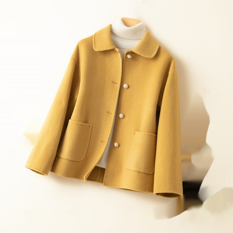 Double-sided Cashmere Short Doll Collar Classic Style Woolen Coat