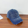 Washed Denim With Hole Baseball Cap Sun-poof Peaked Cap