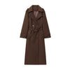 British-style Double-breasted Long Wool Coat For Women