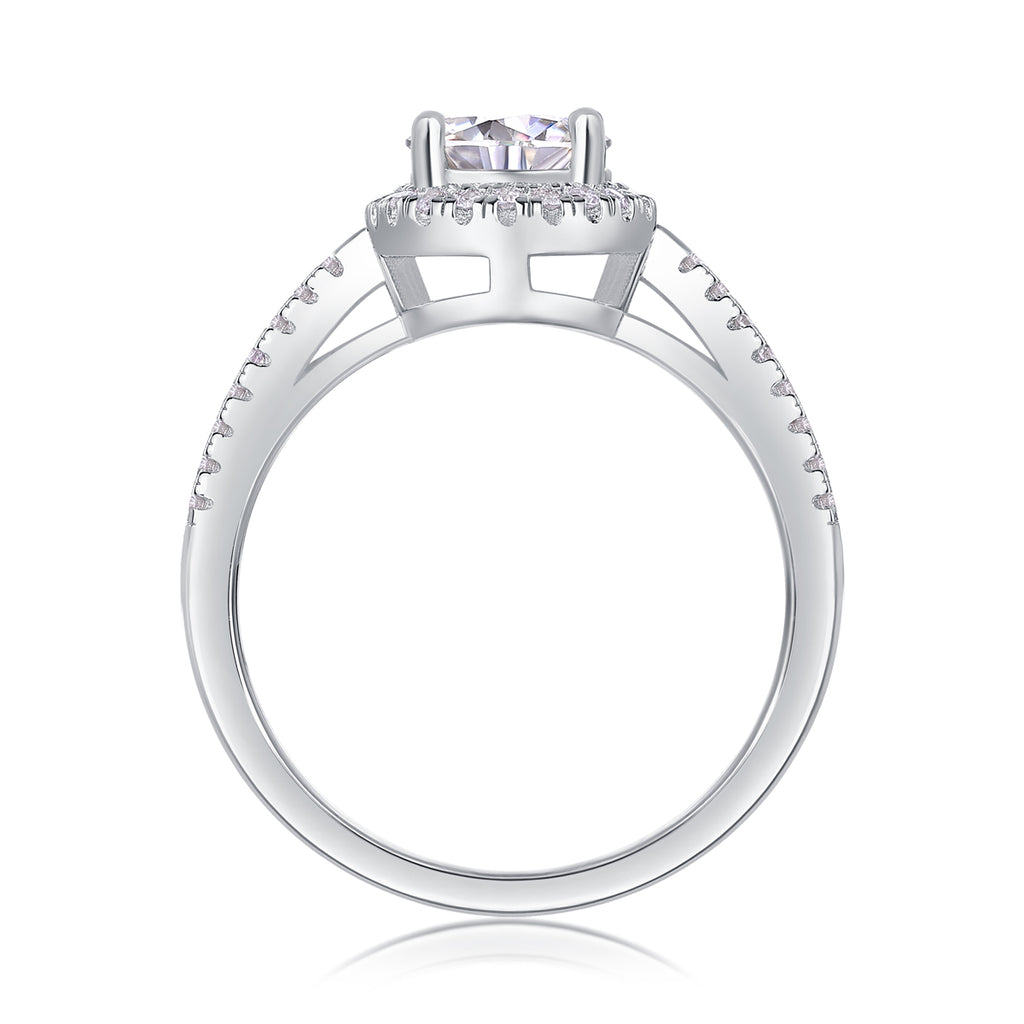 The Dream Wedding - A 1-carat Top-quality Moissanite S925 Silver And Platinum-plated Diamond Ring. The Wedding Ring Can Be Inspected With A Diamond Pen