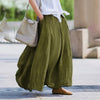 Women Bohemian Beach A-Line Dress Elastic Waist Flowy Long Maxi Skirt With Pockets