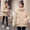 Women's Short Chic Loose Hooded Thickened Thermal Coat