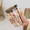 Creative Portable Bamboo Cup With Lid Straw Glass