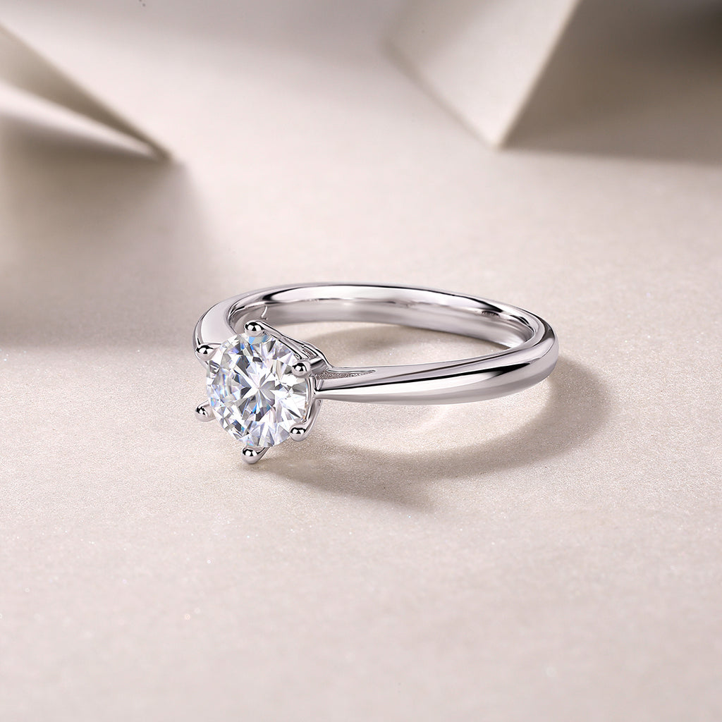 Wholehearted - A Wedding Ring Set With Top-quality Moissanite S925 Silver And Platinum-plated Diamond Can Be Inspected With A Diamond Pen