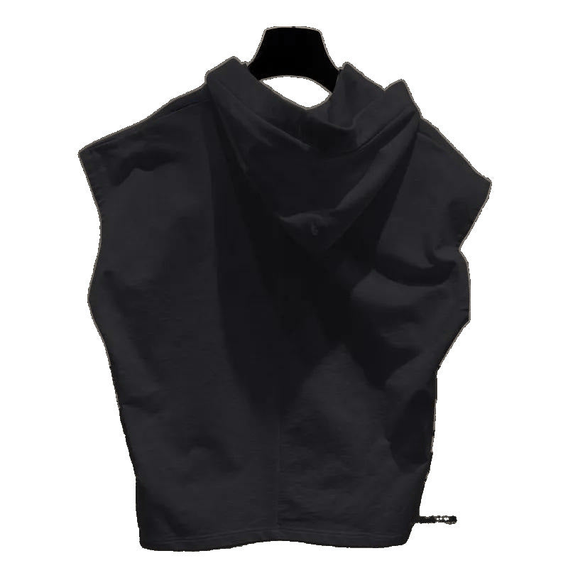 Mens Plus-Size Loose Sleeveless Hooded Vest T-Shirt