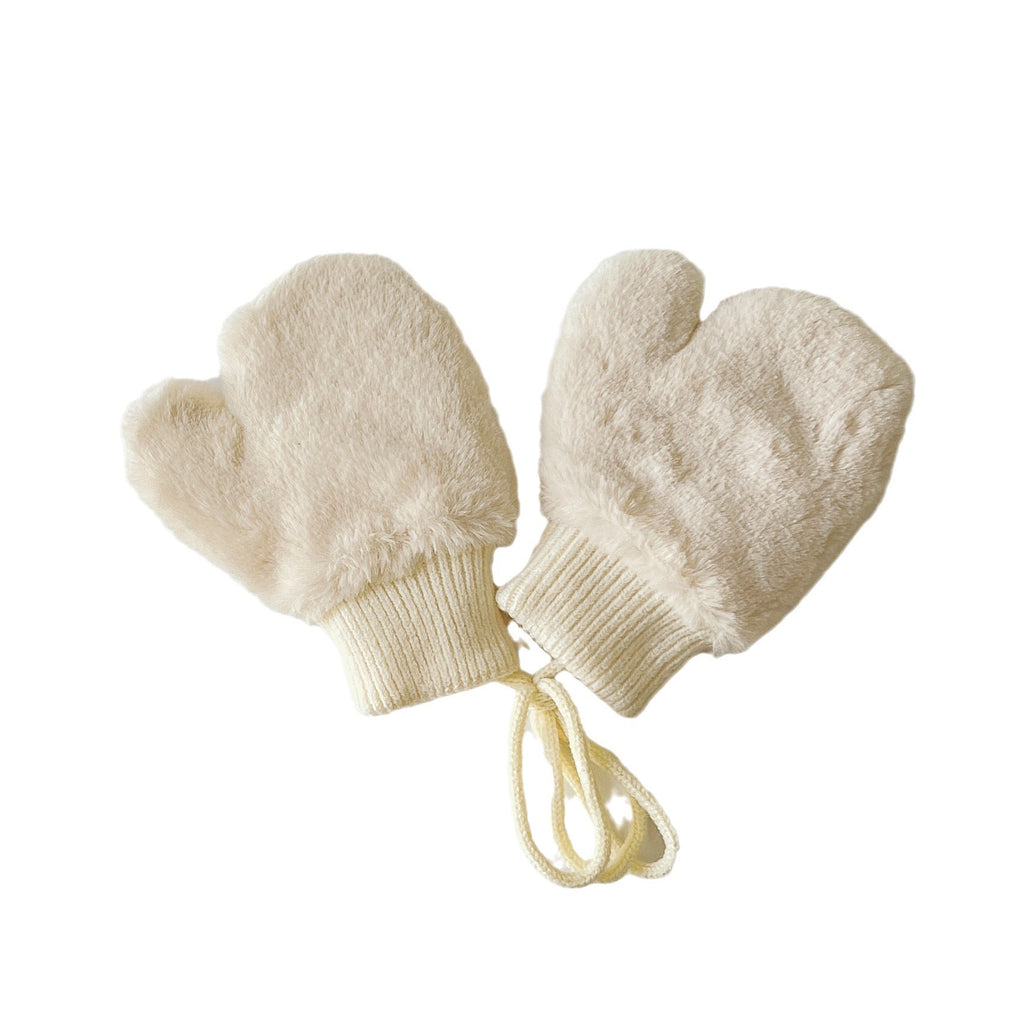Fleece-lined Warm Finger Halter Baby Gloves