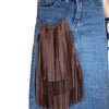 Drawstring Beaded Tassel Deerskin Velvet Crossbody Bag