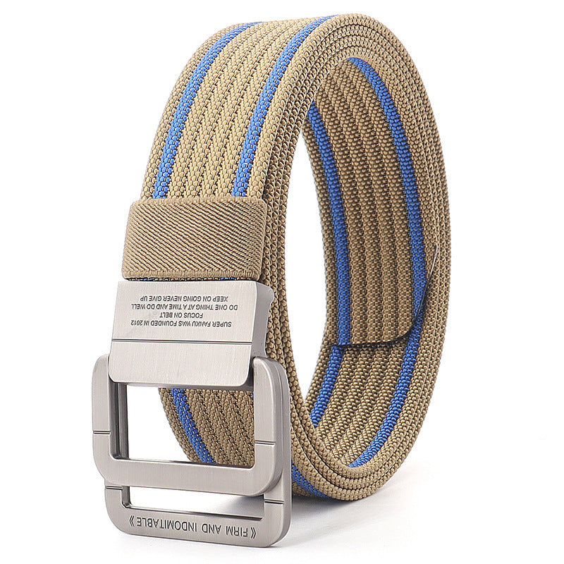 Alloy Double Ring Buckle Woven Nylon Tactical Sports Outdoor Waist Belt