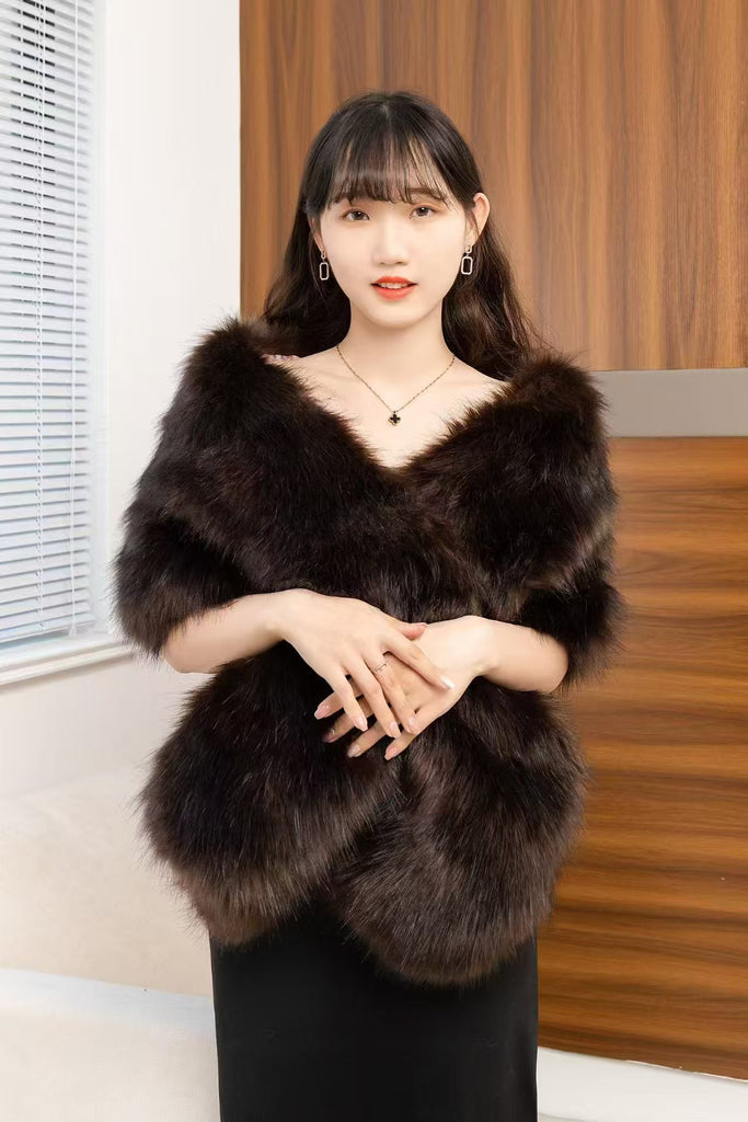 Women's Big Fur Collar Scarf Shawl