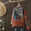 Retro Printed Coat For Women Autumn And Winter Artistic Cotton Cardigan