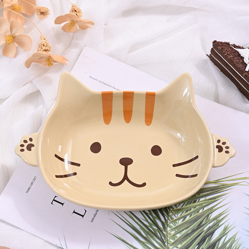 Japanese-style Three-dimensional Ceramic Cat's Claw Double-ear Deep Plate