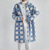Women's Lightweight Plaid Jacket, Button Down Fleece Jacket, Long Sleeve Fall Outerwear Coat
