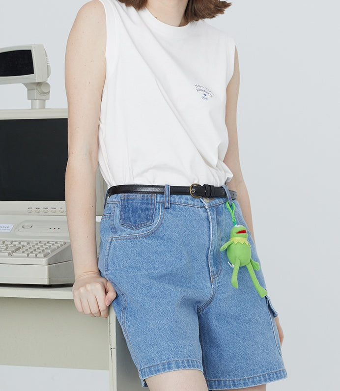 Original side pocket denim pants bf retro loose shorts women