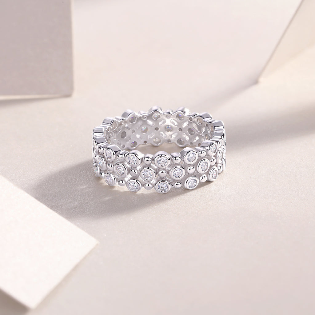 The Most Beautiful Star - A Wedding Ring Set With Top-quality Moissanite S925 Silver And Platinum-plated Diamond Can Be Tested With A Diamond Pen