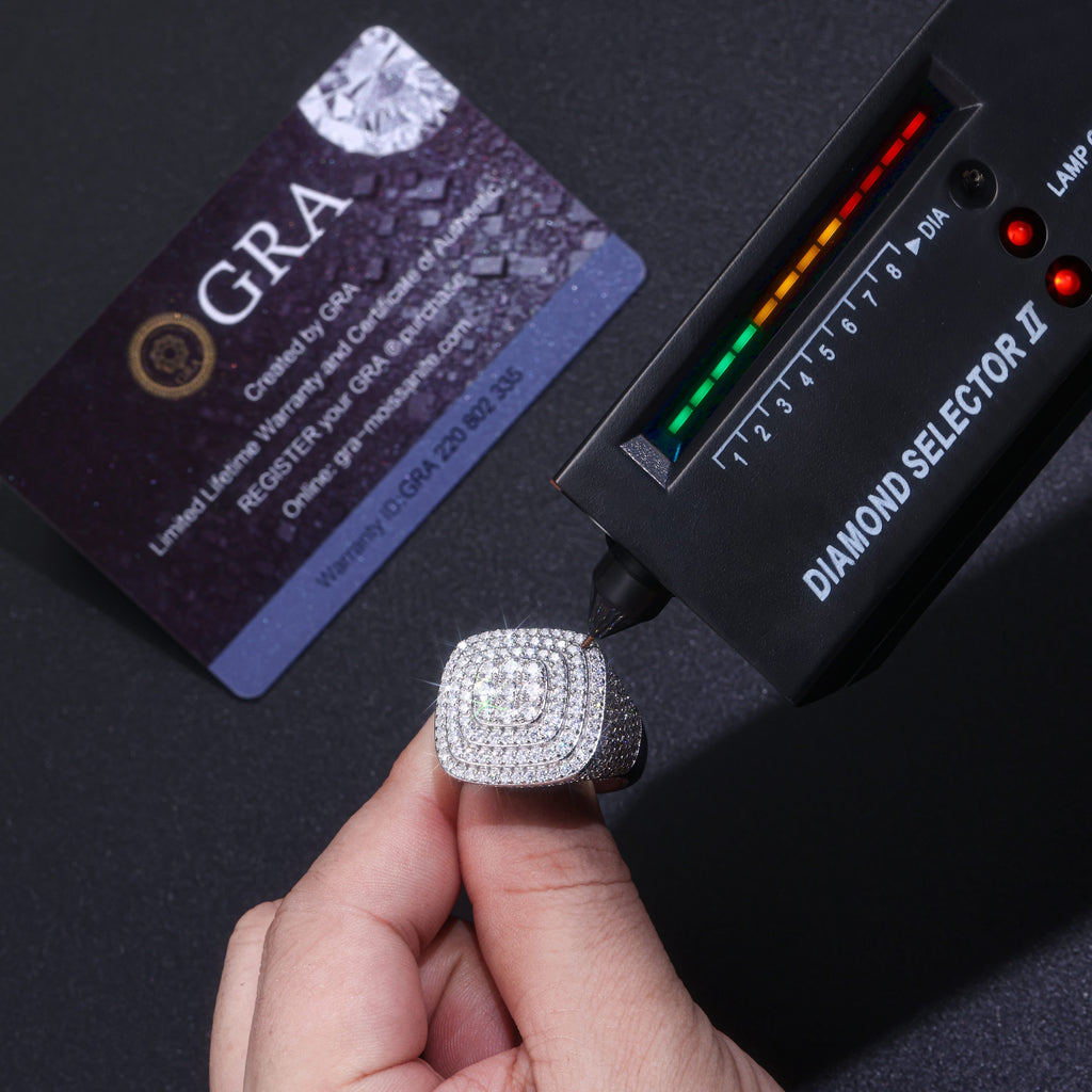 The Legendary King - Men's Ring, Diamond Ring And Wedding Ring Set With Top-quality Moissanite S925 Silver And Platinum-plated. The Ring Can Be Inspected With A Diamond Pen