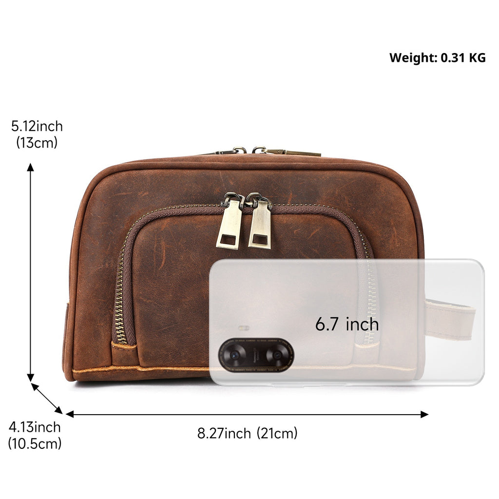 Crazy Horse Leather Retro Neutral Multifunctional Handbag