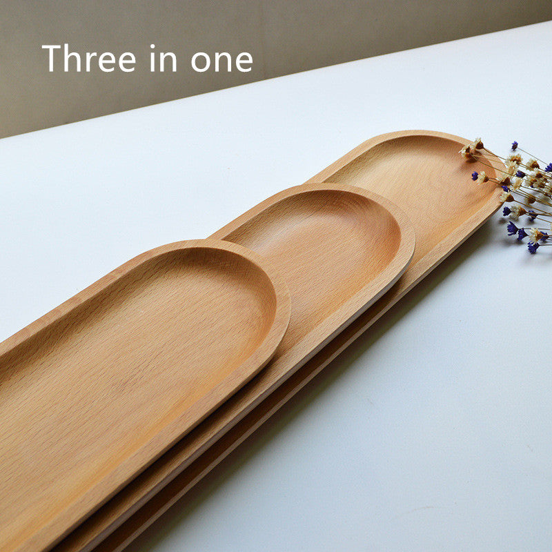 Fish plate solid wood dish plate long strip