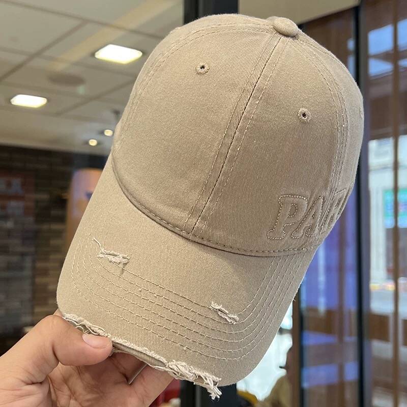 Washed Denim With Hole Baseball Cap Female Peaked Cap