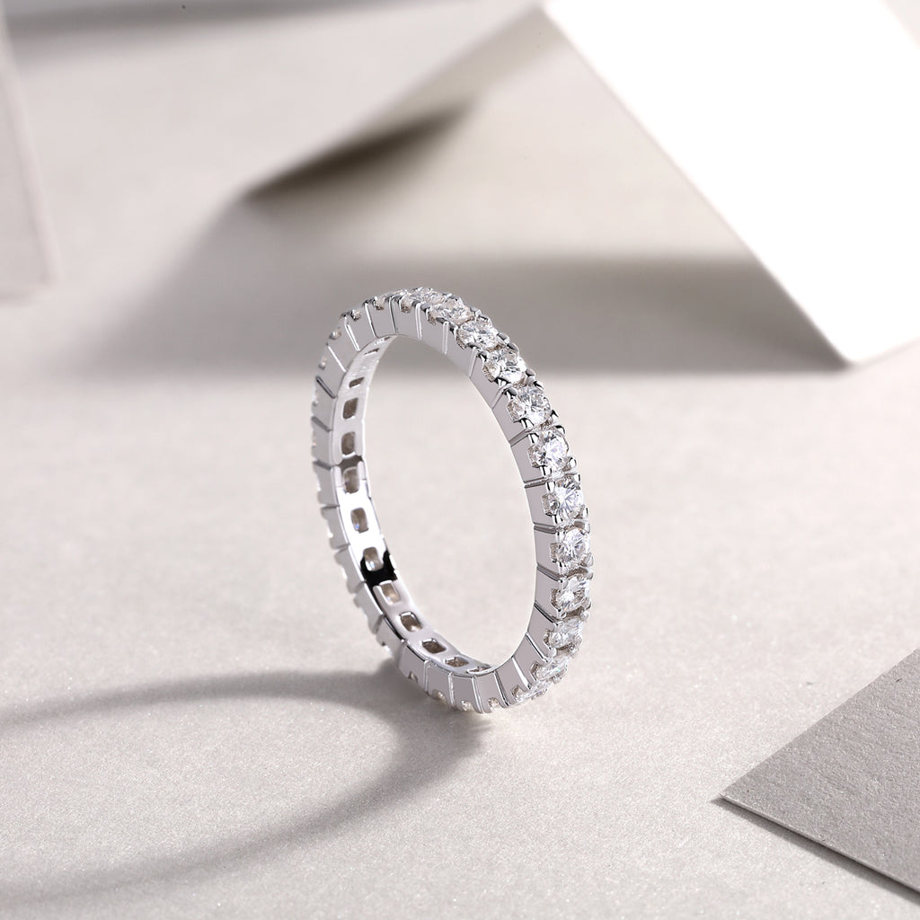 Shining Starlight - A Wedding Ring Set With Top-quality Moissanite S925 Silver And Platinum-plated Diamond. The Ring Can Be Inspected With A Diamond Pen