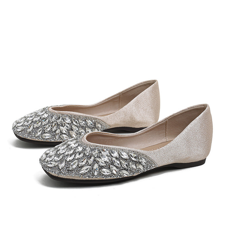 Flat Bridesmaid Shoes Wedding Shoes Exquisite Square Toe Women's Shoes
