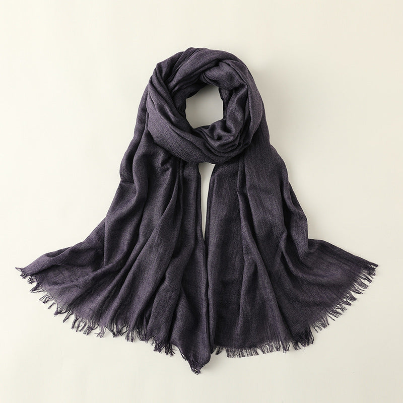 Artistic Sunscreen Solid Color Cotton And Linen Scarf