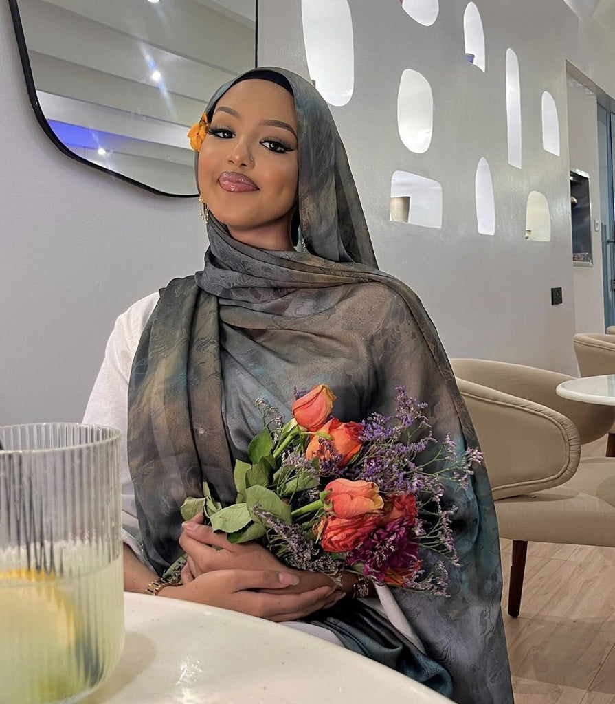 Watercolor Series Satin Polyester Ethnic Shawl