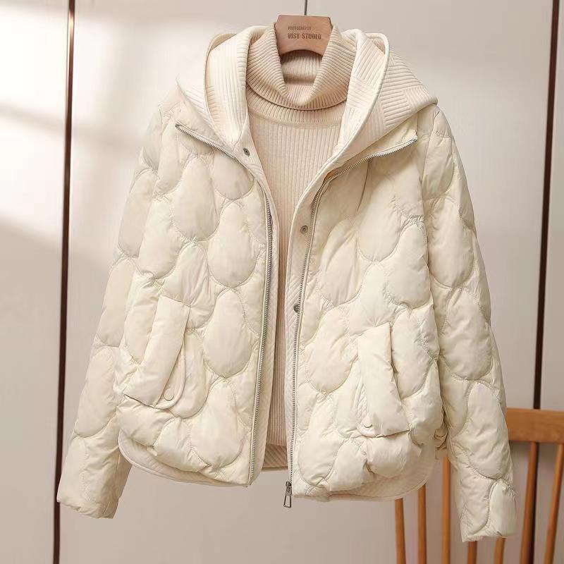 Women's Short Hooded Down Jacket, Two-piece Loose-fitting, Fashionable, Thickened Cotton-padded Jacket