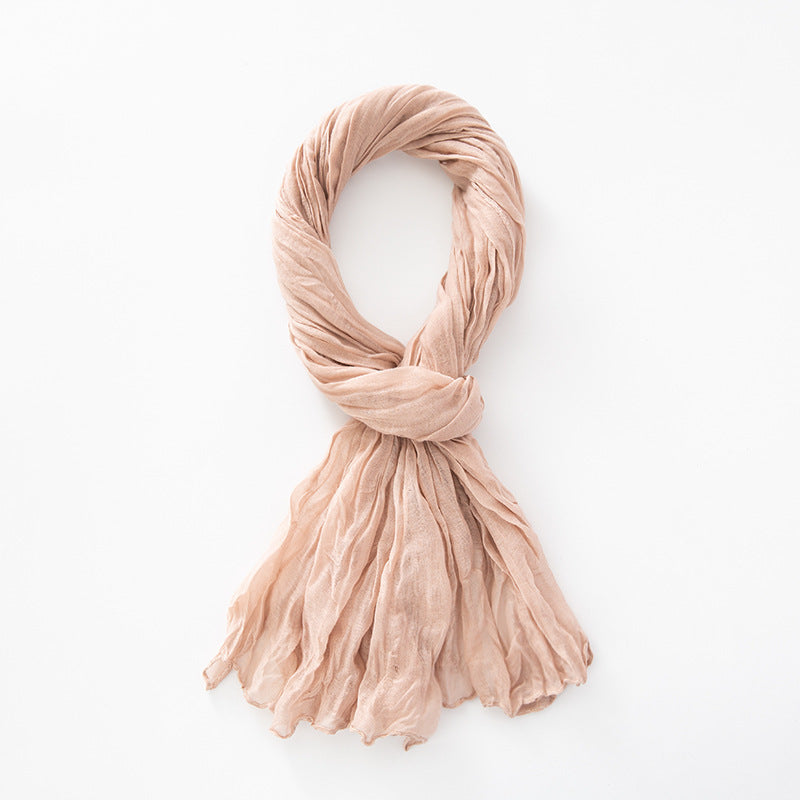 Women's Natural Wrinkle Pure Linen Scarf Shawl